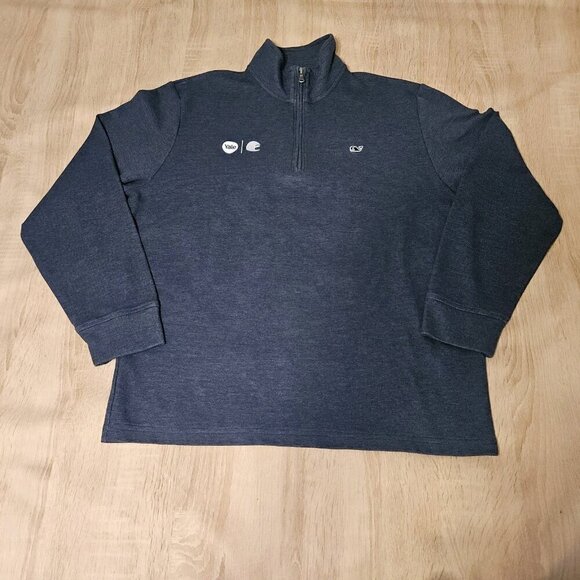 Vineyard Vines By Shep & Ian Quarter Zip Pullover Blue Sweatshirt Size L Yale - Picture 1 of 6